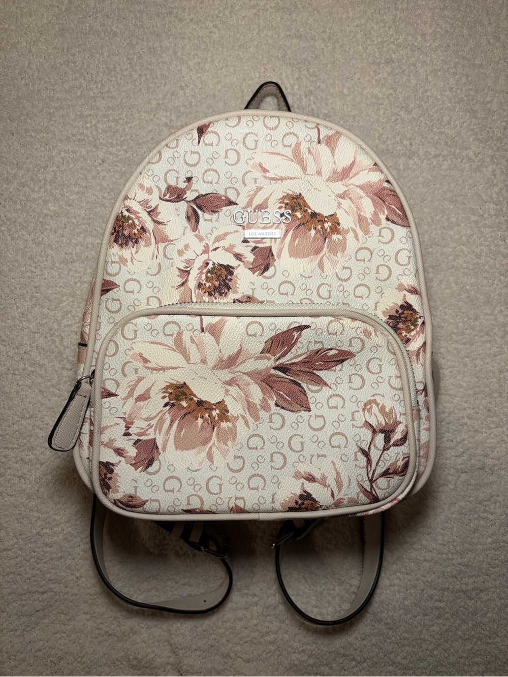 GUESS Floral Mini Backpack in Blush and Cream